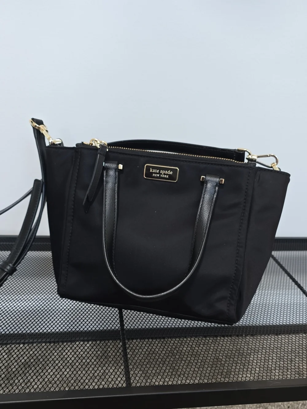 kate spade Black Nylon Shoulder Tote with Gold Hardware